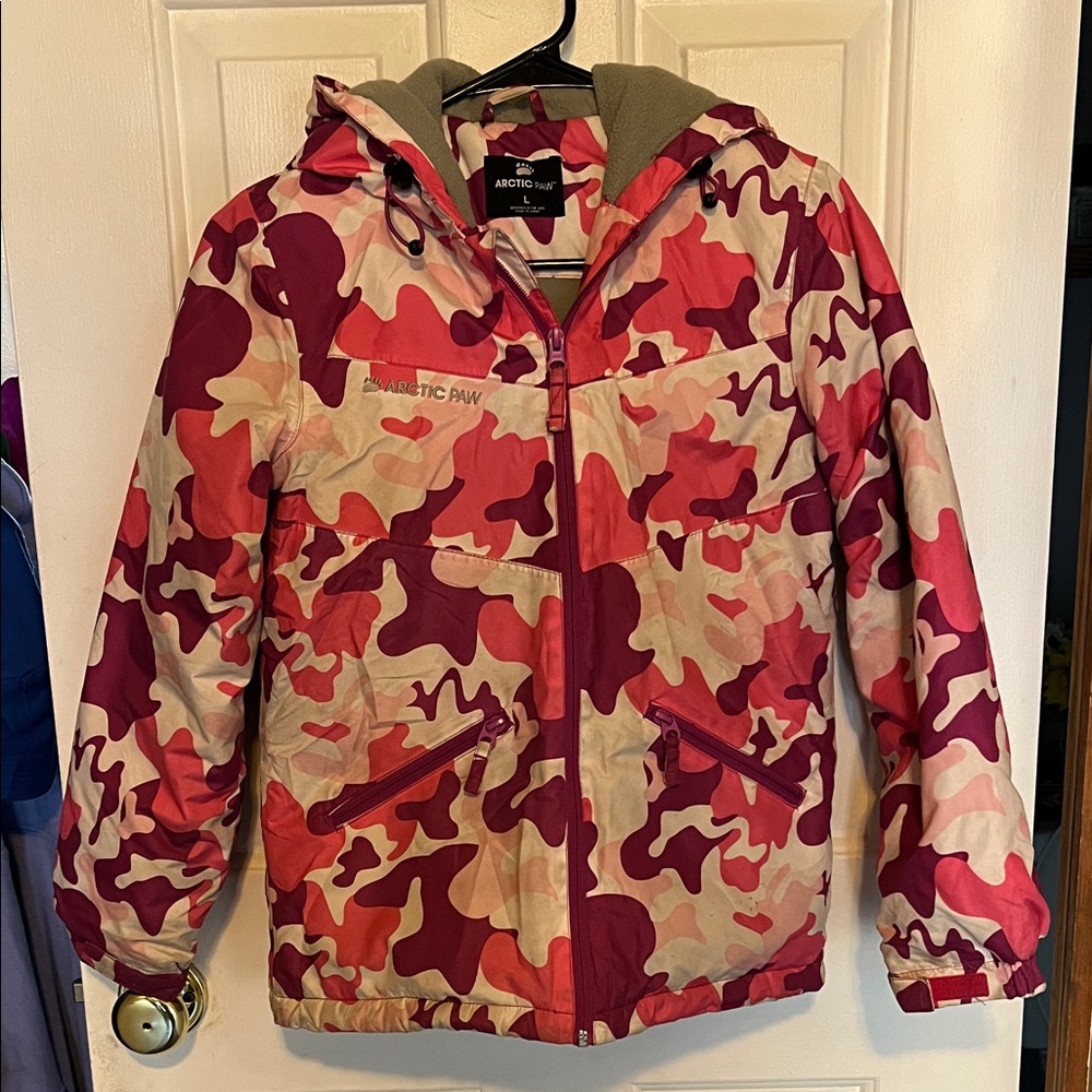 Kids Camo Puffer Jacket - Purple and Pinks